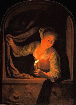 Gerrit Dou, Joven a la ventana con una vela, v. 1658-1665