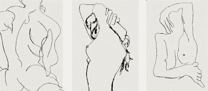 Trois nus au crayon par  Maristelle