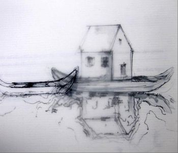 Fleuve sans bords (éditions La Petite Fabrique, novembre 2010) | Texte Jean-Pierre Chambon | Dessins Marc Negri | Impression sur papier Conqueror et calque | Format : 12,2 x 21 cm Chambon Negri 4