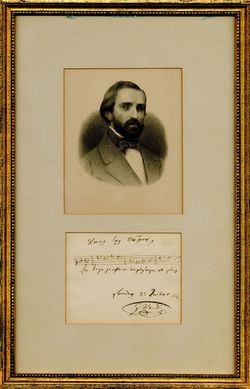 Portrait de Verdi et autographe Verdi autographe