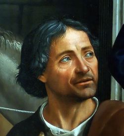 Autoportrait de Domenico Ghirlandaio, particolare dell' Adorazione dei Pastori, Santa Trinita, Firenze. Autoritratto di Domenico Ghirlandaio, particolare dell' Adorazione dei Pastori, Santa Trinita, Firenze.
