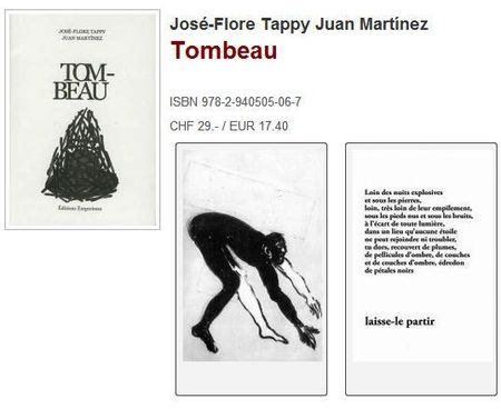 José-Flore Tappy, Tombeau, éditions Empreintes, Lausanne, 2013. Encres de Juan Martínez. Tombeau 2