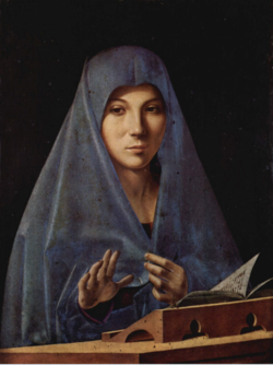 «le bleu de la vierge de l’Antonello pour que l’émerveillement demeure sur la pulpe du doigt comme un cœur de mésange à battre son petit tocsin» (Le Vent chaule, page 83) Vierge de l'Annonciation 2