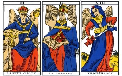 «L’Impératrice, La Papesse, Tempérance» TAROT BIS