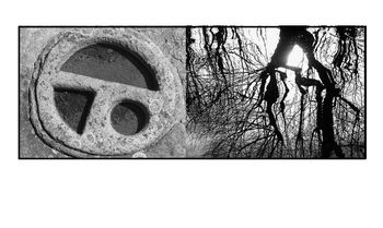 L’œil de l’homme. Il me voit | et me souhaite de chavirer, de tomber | dans des ténèbres où nous allons nous rencontrer Bapteme Collage diptyque