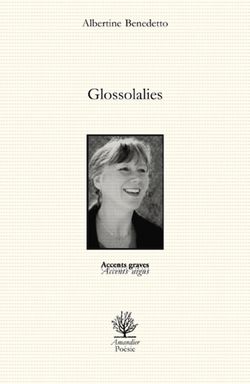 Albertine Benedetto, Glossolalies, éditions de l’Amandier | Poésie, Collection Accents graves <em>Accents aigus</em>, 2013. Albertine Benedetto, Glossolalies