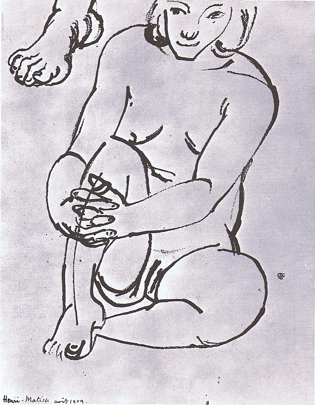 Henri Matisse, Woman nursing knee  A foot, pen and ink