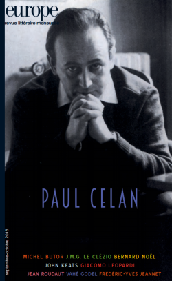 revue Europe, septembre-octobre 2016, n° 1049-1050. Celan Europe