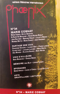 revue littéraire Phœnix n° 34 Marie Cosnay, Cahiers littéraires internationaux, 2020. Phoenix 34