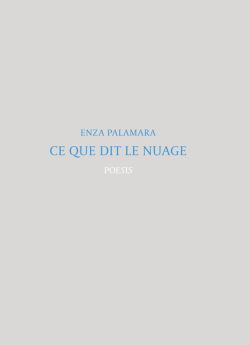 Enza Palamara, Ce que dit le nuage, éditions Poesis, 2020. Enza Palamara Ce que dit le nuage