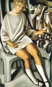 Tamara de Lempicka, Kizette au balcon, 1927, Musée national d'Art moderne de Paris. Centre Georges-Pompidou. Kizette_au_balcon_1927