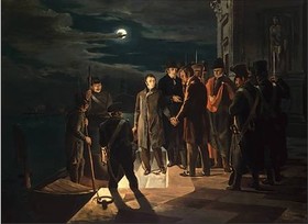 Départ de Venise de Silvio Pellico et de Piero Maroncelli pour la forteresse du Spielberg, la nuit du 25 au 26 mars 1822 Pellico