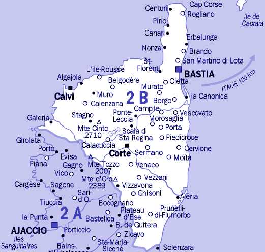 Carte de la Haute-Corse